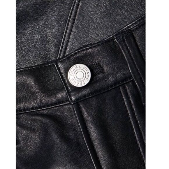 FRAME $598 High-rise Lamb Leather Shorts - Picture 6 of 11